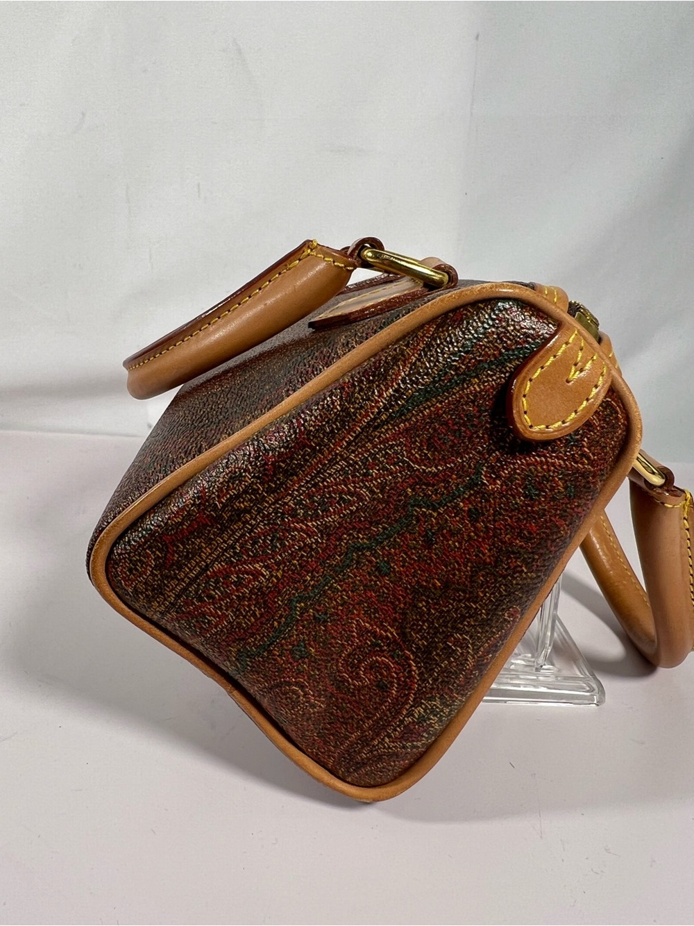 3086: Vintage Etro Paisley Mini Barrel Bag Italy 1996 Rare - Picture 5 of 16